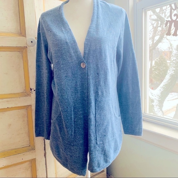 PURE J. JILL Heather Blue Single Button Cardigan - Picture 1 of 9